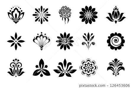 Flower icons set. Isolated elements for design. Vector graphics. Flower icons set. Isolated elements for design. Vector graphics. 126453606
