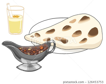 Naan and curry illustration Naan and curry illustration 126453753
