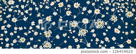 Gypsophila flower pattern wallpaper illustration blue background 126454028