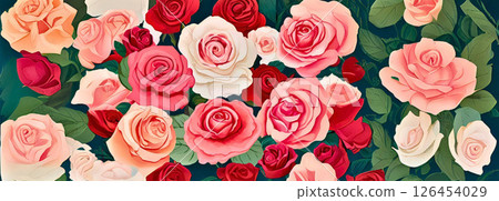Rose flower pattern wallpaper illustration romantic 126454029