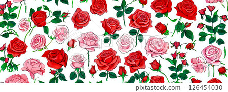 玫瑰花朵圖案壁紙插圖 玫瑰花朵圖案壁紙插圖 126454030