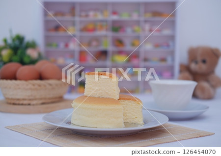 Delicious Japanese Cheesecake on a Plate 126454070