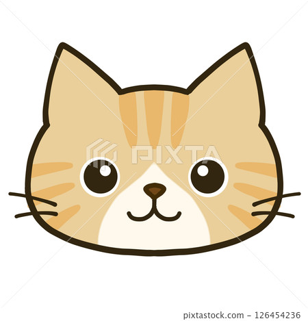 A simple brown tabby cat with round eyes 126454236