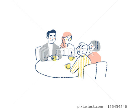 四個人圍著桌子聊天 四個人圍著桌子聊天 126454246