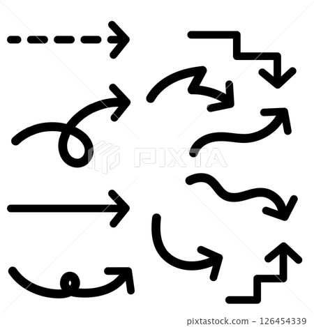 Various arrow illustrations in black Various arrow illustrations in black 126454339