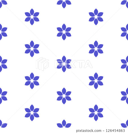 Seamless Abstract Floral Pattern with Purple Petals on transparent background. vibrant purple hue arranged in a symmetrical grid layout on a transparent background. Seamless Abstract Floral Pattern with Purple Petals on transparent background. vibrant purple hue arranged in a symmetrical grid layout on a transparent background. 126454863