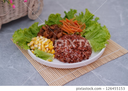 Delicious and Healthy Food Plate with Fresh Ingredients Delicious and Healthy Food Plate with Fresh Ingredients 126455153