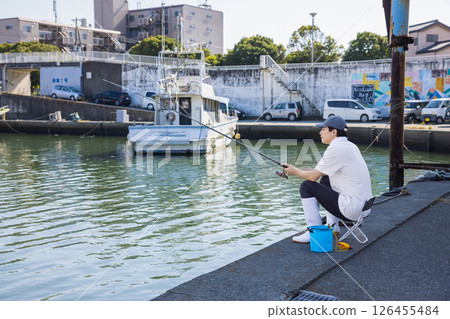 Men enjoying fishing 126455484