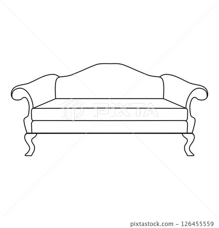 camel back sofa, Minimalist Line art outline drawing 126455559