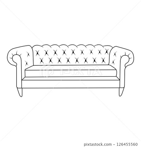 chesterfield sofa, Minimalist Line art outline drawing 126455560
