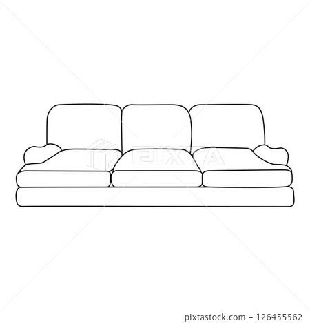 english rolled arm sofa, Minimalist Line art outline drawing 126455562