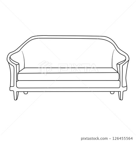 cabriole sofa, Minimalist Line art outline drawing 126455564