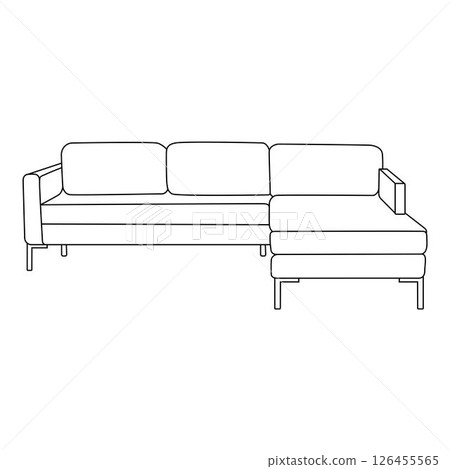 sectional sofa, Minimalist Line art outline drawing 126455565