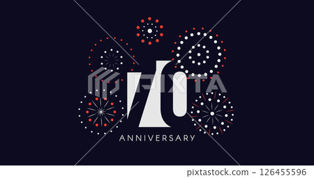 70th Anniversary Celebration Design With Fireworks on Dark Background, Perfect for Milestone Events and Invitations. Vector Illustration 70th Anniversary Celebration Design With Fireworks on Dark Background, Perfect for Milestone Events and Invitations. Vector Illustration 126455596