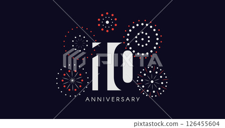 10th Anniversary Celebration Design With Fireworks on Dark Background, Perfect for Milestone Events and Invitations. Vector Illustration 126455604