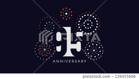 95th Anniversary Celebration Design With Fireworks on Dark Background, Perfect for Milestone Events and Invitations. Vector Illustration 126455606