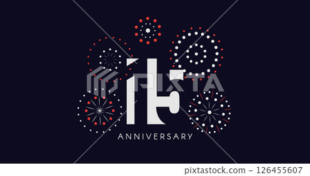 15th Anniversary Celebration Design With Fireworks on Dark Background, Perfect for Milestone Events and Invitations. Vector Illustration 126455607