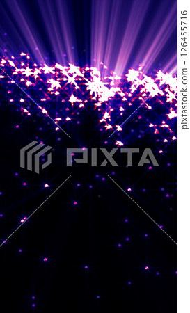 Purple glowing star field with light rays forming a grid of illuminated nodes Purple glowing star field with light rays forming a grid of illuminated nodes 126455716