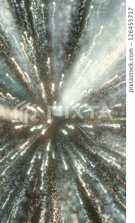 Radiant burst of glowing particles expanding in space, creating an energetic and dynamic visual effect 126455717