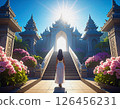 Beautiful woman heading to the temple 126456231