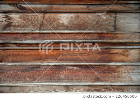 Rustic Aged Wood Plank Wall Texture Background 126456500