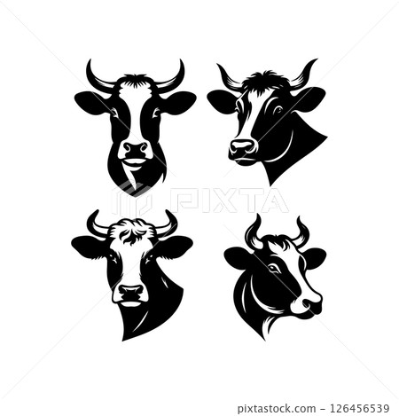 cow head sets silhouette vector 126456539