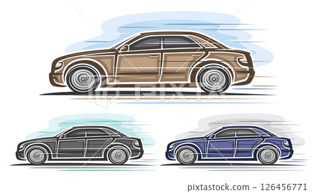 Vector Sedan Cars Set 126456771