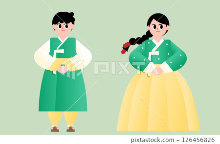 Man and woman in hanbok characters 126456826