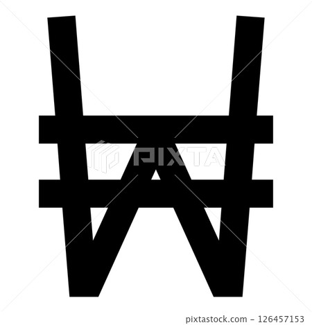 South Korean won currency symbol sign icon black color vector illustration image flat style 126457153
