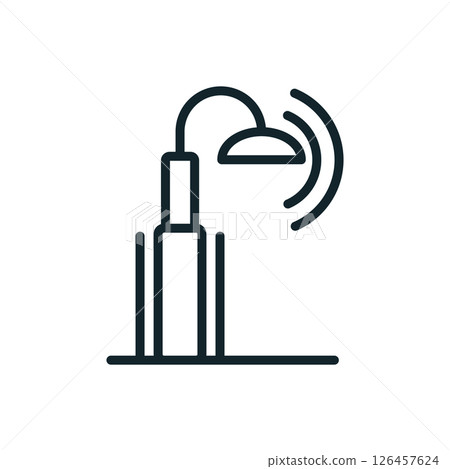 Smart street light sending signals in a smart city icon Smart street light sending signals in a smart city icon 126457624
