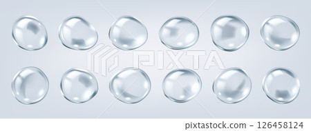 Transparent molecular bubbles of collagen structures icons Transparent molecular bubbles of collagen structures icons 126458124