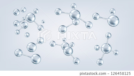 Interconnected silver collagen molecules color icons set 126458125