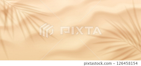 Soft Beige Background with Palm Leaf Shadows 126458154