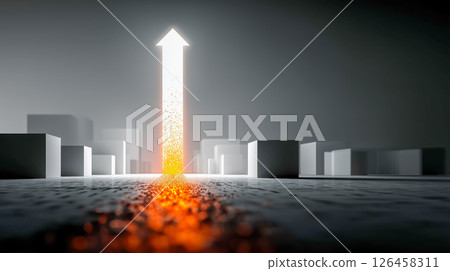 A three-dimensional upward movement graphic that represents business growth 126458311