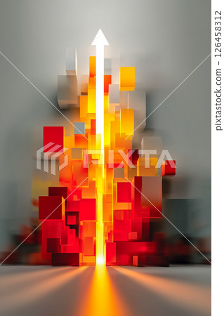 A three-dimensional upward movement graphic that represents business growth 126458312