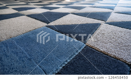 Macro texture of carpet tiles in a geometric pattern .Background concept. Generated Image Macro texture of carpet tiles in a geometric pattern .Background concept. Generated Image 126458450