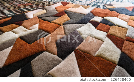 Macro texture of carpet tiles in a geometric pattern .Background concept. Generated Image 126458460