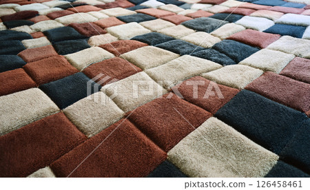 Macro texture of carpet tiles in a geometric pattern .Background concept. Generated Image Macro texture of carpet tiles in a geometric pattern .Background concept. Generated Image 126458461