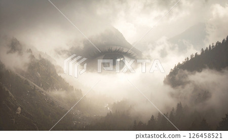 single golden eye on dark background concept. Generated Image 126458521
