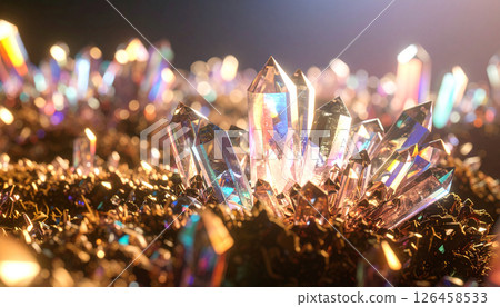 Geometric crystals growing like a fractal forest. Background concept. Generated Image 126458533