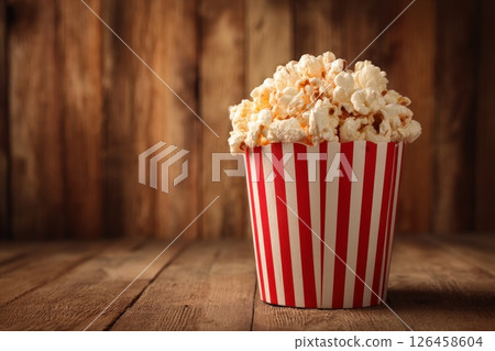 A Red-and-White Striped Popcorn Bucket. 126458604