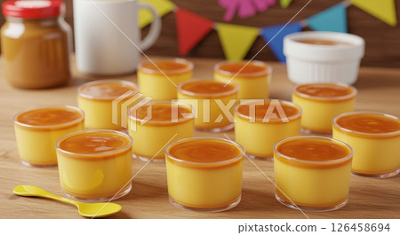 Delicious filipino leche flan creamy custard dessert with a rich caramel topping and smooth texture 126458694