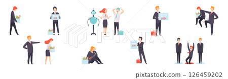 People Character Searching for Job and Office Work Vector Set 126459202