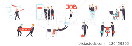 People Character Searching for Job and Office Work Vector Set 126459203