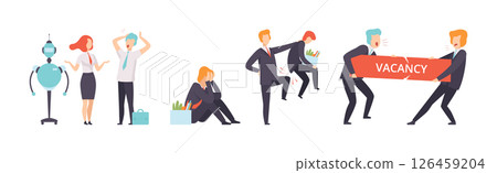 People Character Searching for Job and Office Work Vector Set 126459204