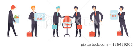 Man Character Searching for Job and Office Work Vector Set 126459205