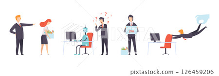 People Character Searching for Job and Office Work Vector Set 126459206