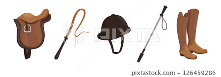 Equestrian Sport Object and Different Accessory Vector Set Equestrian Sport Object and Different Accessory Vector Set 126459286