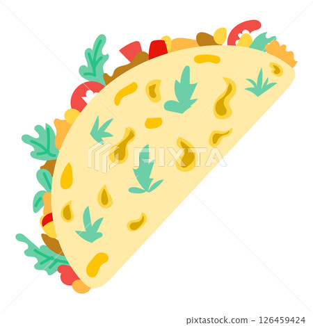 Flat illustration of a taco filled with vegetables Flat illustration of a taco filled with vegetables 126459424