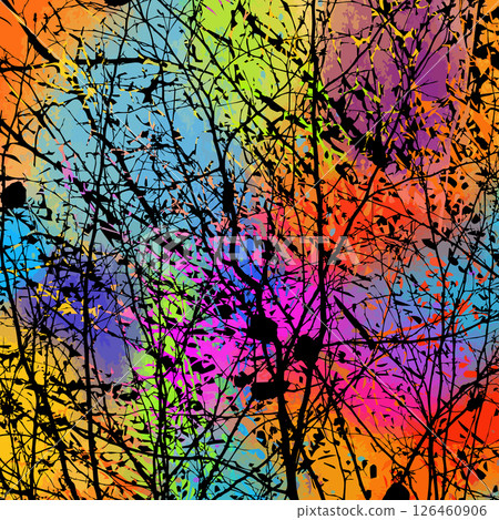 Background colored bare tree branches. Not AI, Vector illustration 126460906
